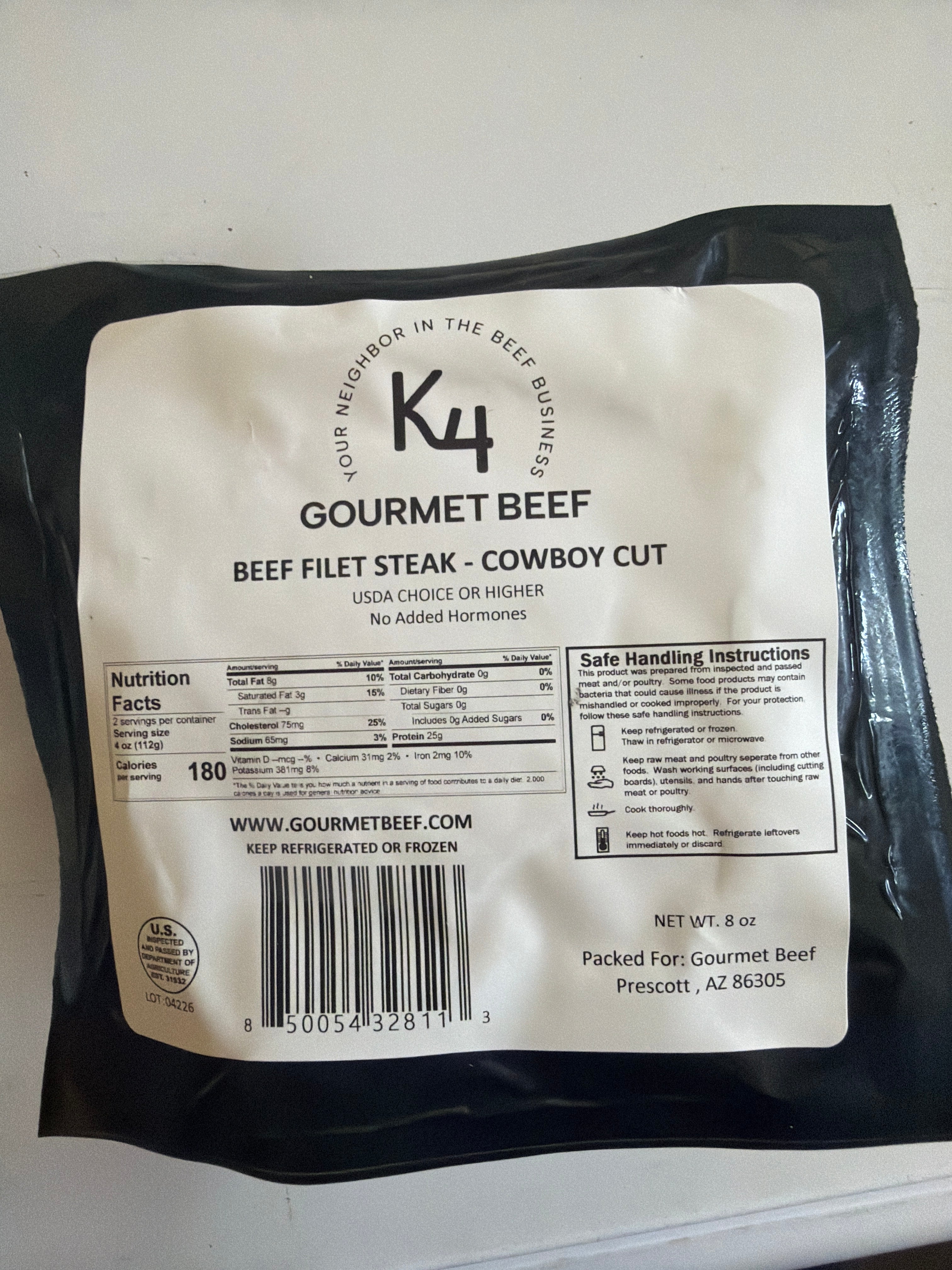 Filet Steak Cowboy Cut 8 oz